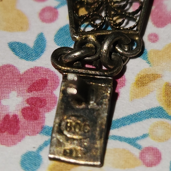 Vintage 800 Coin Silver European Filigree Carved Cameo Delicate Bracelet - Picture 5 of 5